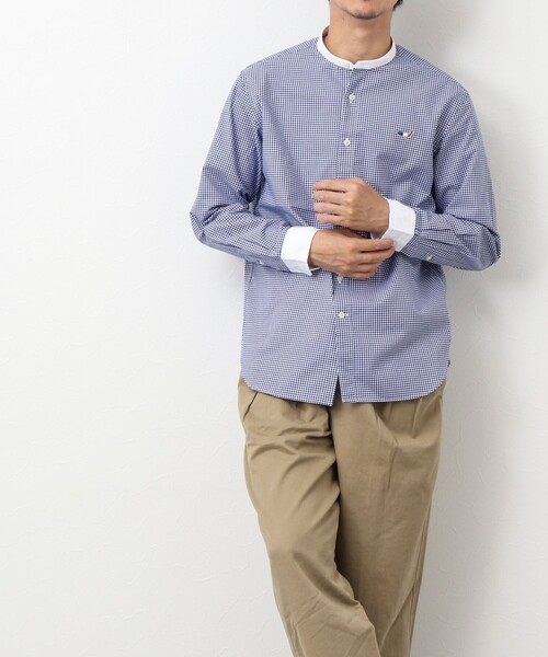 NOLLEY'S goodman（ノーリーズグッドマン）の「クジラ刺しゅう バンドカラーシャツ（シャツ/ブラウス・メンズ・ブルー系その他/ホワイト/ブルー・L/M/XL/S）」の8枚目の写真