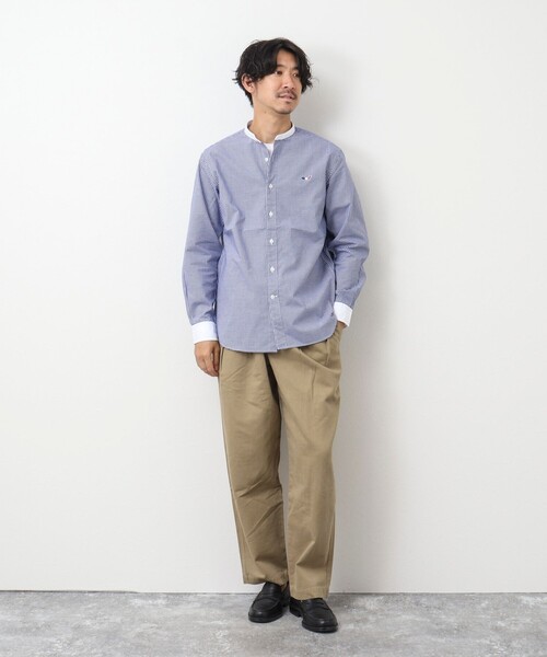 NOLLEY'S goodman（ノーリーズグッドマン）の「クジラ刺しゅう バンドカラーシャツ（シャツ/ブラウス・メンズ・ブルー系その他/ホワイト/ブルー・L/M/XL/S）」の9枚目の写真