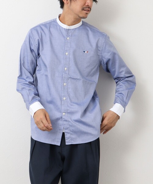 NOLLEY'S goodman（ノーリーズグッドマン）の「クジラ刺しゅう バンドカラーシャツ（シャツ/ブラウス・メンズ・ブルー系その他/ホワイト/ブルー・L/M/XL/S）」の13枚目の写真