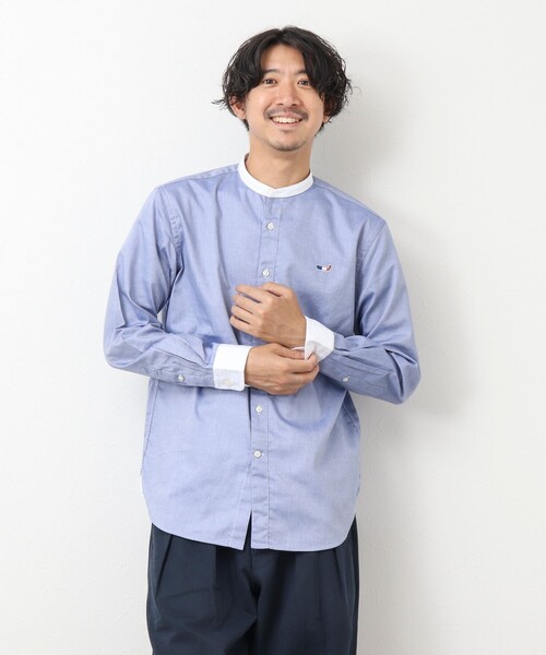 NOLLEY'S goodman（ノーリーズグッドマン）の「クジラ刺しゅう バンドカラーシャツ（シャツ/ブラウス・メンズ・ブルー系その他/ホワイト/ブルー・L/M/XL/S）」の14枚目の写真