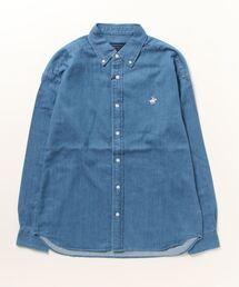 【BEVERLY HILLS POLO CLUB/ビバリーヒルズポロクラブ 】ワンポイントロゴ刺繍 ボタンダウン シャツ 無地 デニム ストライプ チェック