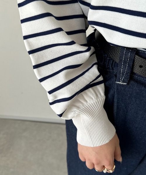 un dix cors(アンディコール)の「ストレッチヤーンボーダープルオーバー(ニット/セーター・レディース・アイボリー/グレイッシュベージュ/ブラック・FREE)」の17枚目の写真