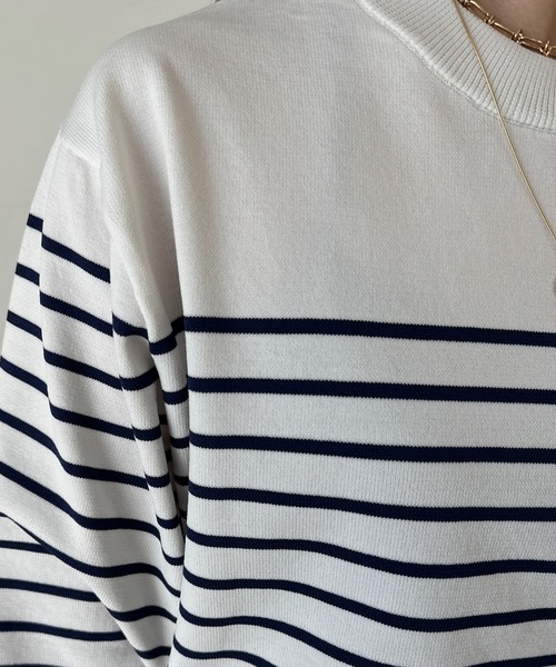 un dix cors(アンディコール)の「ストレッチヤーンボーダープルオーバー(ニット/セーター・レディース・アイボリー/グレイッシュベージュ/ブラック・FREE)」の18枚目の写真