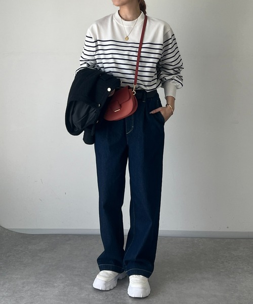 un dix cors(アンディコール)の「ストレッチヤーンボーダープルオーバー(ニット/セーター・レディース・アイボリー/グレイッシュベージュ/ブラック・FREE)」の9枚目の写真