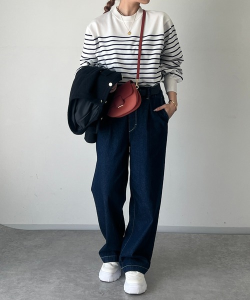 un dix cors(アンディコール)の「ストレッチヤーンボーダープルオーバー(ニット/セーター・レディース・アイボリー/グレイッシュベージュ/ブラック・FREE)」の10枚目の写真