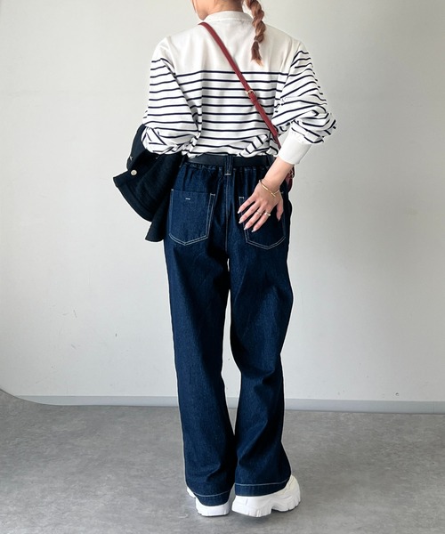 un dix cors(アンディコール)の「ストレッチヤーンボーダープルオーバー(ニット/セーター・レディース・アイボリー/グレイッシュベージュ/ブラック・FREE)」の11枚目の写真