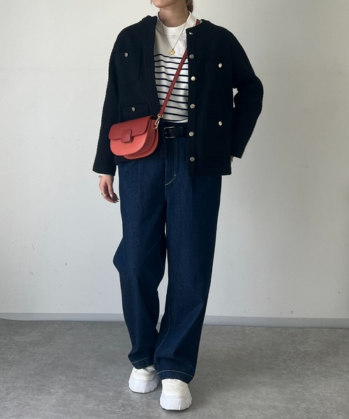 un dix cors(アンディコール)の「ストレッチヤーンボーダープルオーバー(ニット/セーター・レディース・アイボリー/グレイッシュベージュ/ブラック・FREE)」の14枚目の写真