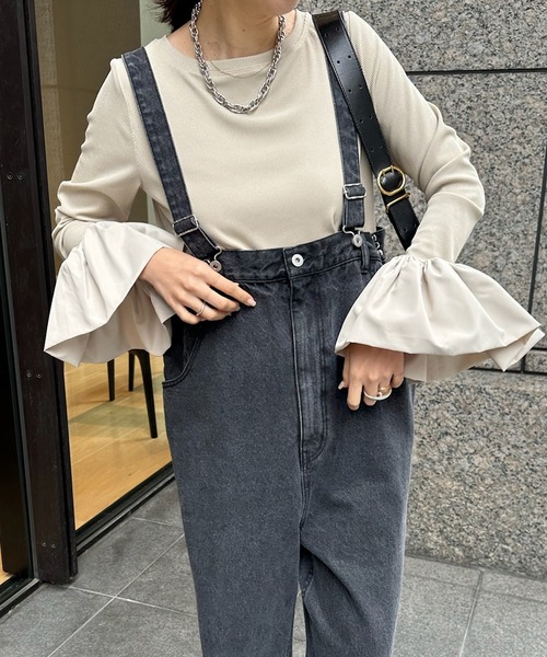 DouDou（ドゥドゥ）の「バルーンカフリブトップス（Tシャツ/カットソー・レディース・オフホワイト/チャコールグレー/ブラック/ベージュ/ホワイト・FREE/2）」の13枚目の写真