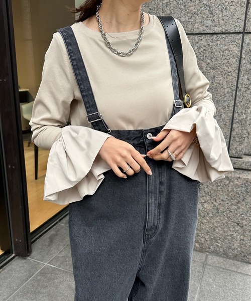 DouDou（ドゥドゥ）の「バルーンカフリブトップス（Tシャツ/カットソー・レディース・オフホワイト/チャコールグレー/ブラック/ベージュ/ホワイト・FREE/2）」の14枚目の写真