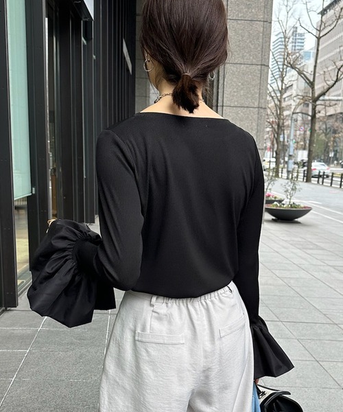 DouDou（ドゥドゥ）の「バルーンカフリブトップス（Tシャツ/カットソー・レディース・オフホワイト/チャコールグレー/ブラック/ベージュ/ホワイト・FREE/2）」の21枚目の写真