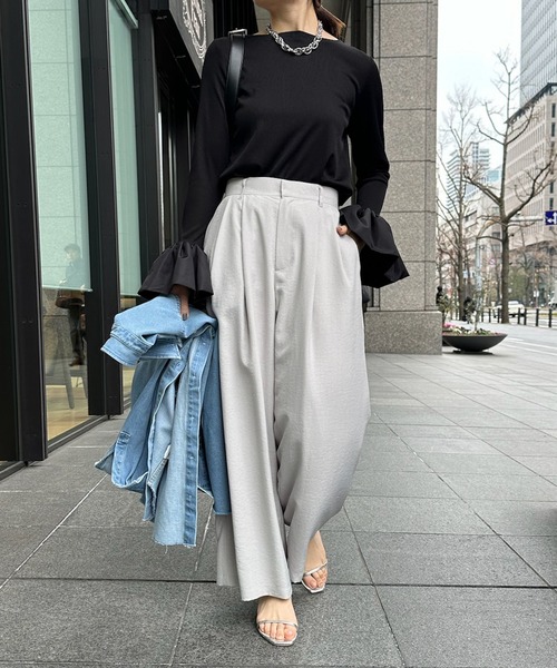 DouDou（ドゥドゥ）の「バルーンカフリブトップス（Tシャツ/カットソー・レディース・オフホワイト/チャコールグレー/ブラック/ベージュ/ホワイト・FREE/2）」の22枚目の写真