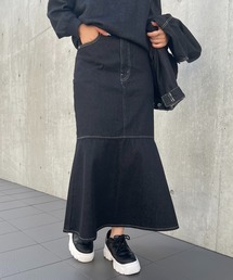 un dix cors | デニム切替スカート(デニムスカート)