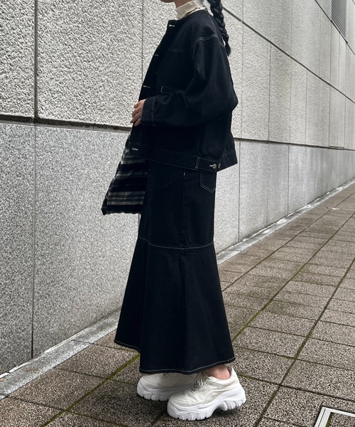 un dix cors(アンディコール)の「【サイズ展開あり】デニム切替スカート(デニムスカート・レディース・ブルー/ブラック・L/M)」の11枚目の写真