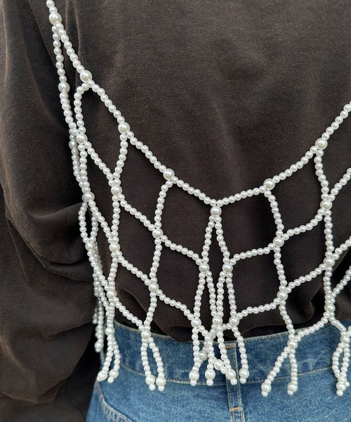 CIAOPANIC（チャオパニック）の「ショートパールビスチェ（キャミソール・レディース・ホワイト/ブラック/シルバー・FREE）」の19枚目の写真