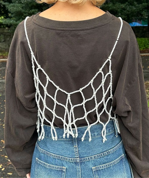 CIAOPANIC（チャオパニック）の「ショートパールビスチェ（キャミソール・レディース・ホワイト/ブラック/シルバー・FREE）」の17枚目の写真