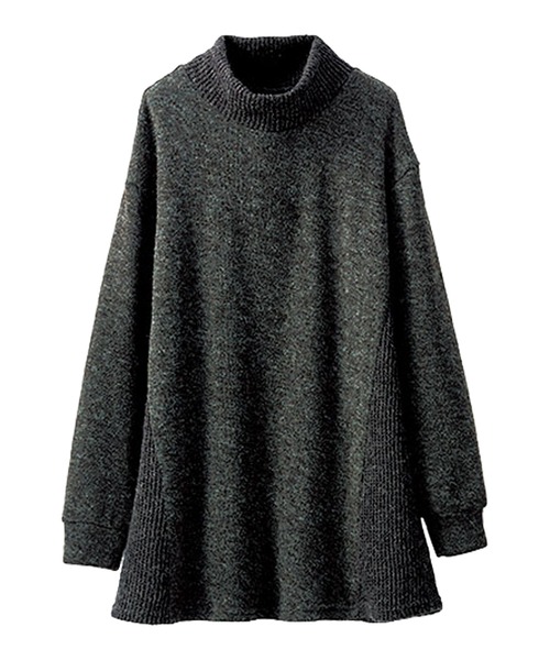 BELLUNA PLUS(ベルーナ)の「編地切替デザインふんわりチュニック(チュニック・レディース・ピンク/ミント/チャコール・MEDIUM/LARGE/X-LARGE)」の8枚目の写真