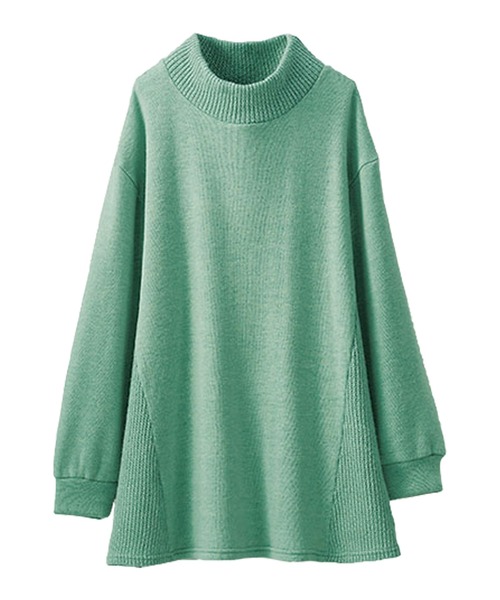 BELLUNA PLUS(ベルーナ)の「編地切替デザインふんわりチュニック(チュニック・レディース・ピンク/ミント/チャコール・MEDIUM/LARGE/X-LARGE)」の9枚目の写真