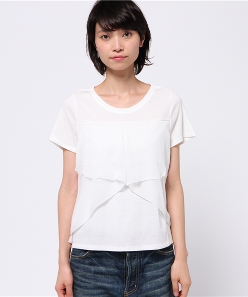 OUTLET（アウトレット）の「【mystic】重ネフリルティー（Tシャツ/カットソー・レディース・ブラック/オフホワイト/ネイビー/ミント・FREE）」の11枚目の写真