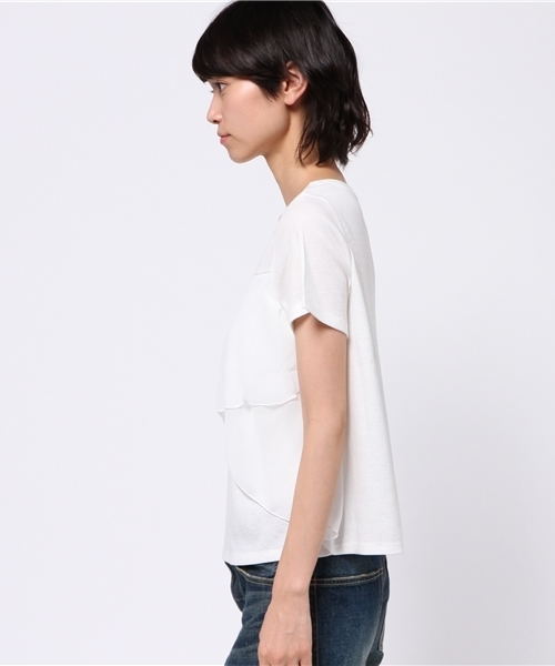 OUTLET（アウトレット）の「【mystic】重ネフリルティー（Tシャツ/カットソー・レディース・ブラック/オフホワイト/ネイビー/ミント・FREE）」の5枚目の写真