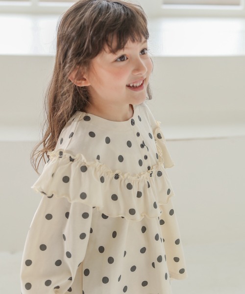 n.o.u.s（ノウズ）の「n.o.u.s フリルＴシャツ（Tシャツ/カットソー・キッズ・オレンジ/グレー/クリーム・80ｃｍ/130cm/90cm/100cm/140cm/120cm/110cm）」の8枚目の写真