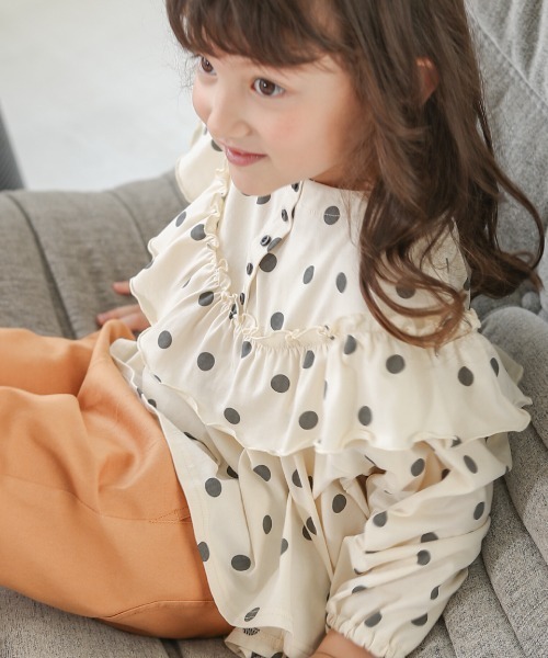 n.o.u.s（ノウズ）の「n.o.u.s フリルＴシャツ（Tシャツ/カットソー・キッズ・オレンジ/グレー/クリーム・80ｃｍ/130cm/90cm/100cm/140cm/120cm/110cm）」の13枚目の写真