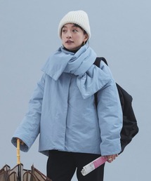 【高山都さんコラボ/マシンウォッシャブル/軽量】あったかストール付きショートコート
