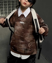 【aimoha-KIDS-】子供服 ユニセックスタイダイ柄裏起毛スウェット