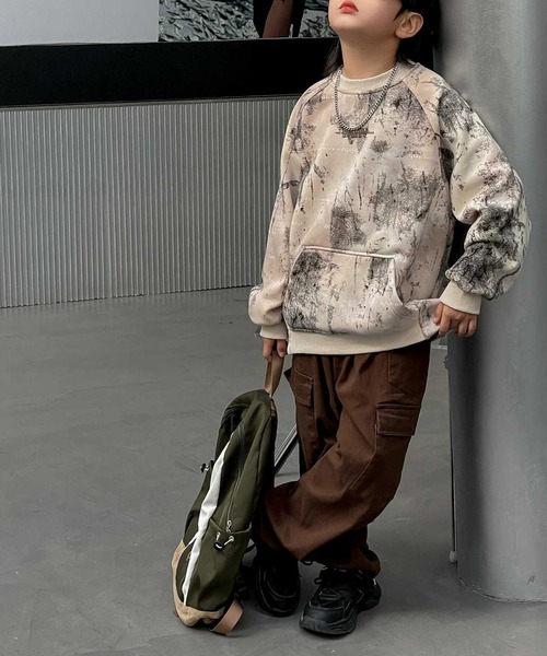 aimoha(アイモハ)の「【aimoha-KIDS-】子供服 ユニセックスタイダイ柄裏起毛スウェット(スウェット・キッズ・チョコ/グリーン/オフホワイト・150/140/130/120/110)」の6枚目の写真