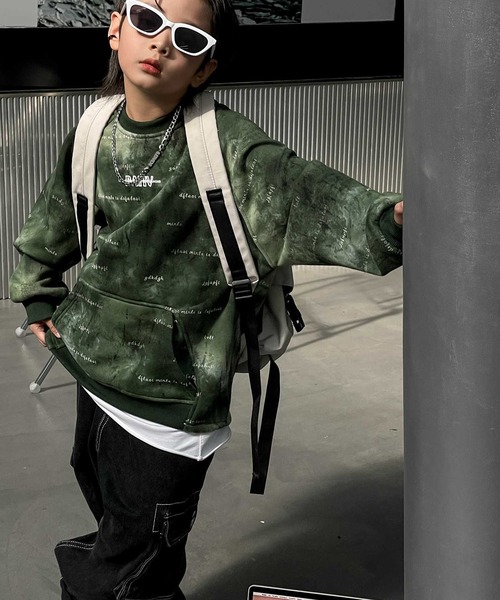 aimoha(アイモハ)の「【aimoha-KIDS-】子供服 ユニセックスタイダイ柄裏起毛スウェット(スウェット・キッズ・チョコ/グリーン/オフホワイト・150/140/130/120/110)」の9枚目の写真