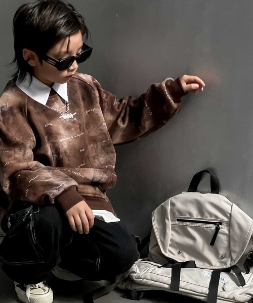 aimoha(アイモハ)の「【aimoha-KIDS-】子供服 ユニセックスタイダイ柄裏起毛スウェット(スウェット・キッズ・チョコ/グリーン/オフホワイト・150/140/130/120/110)」の8枚目の写真