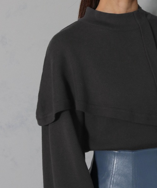 &g'aime(アンジェム)の「【&g’aime】ハーフケーププルオーバーニットトップス(ニット/セーター・レディース・ブラック/チャコールグレー/グレイッシュベージュ・FREE)」の9枚目の写真