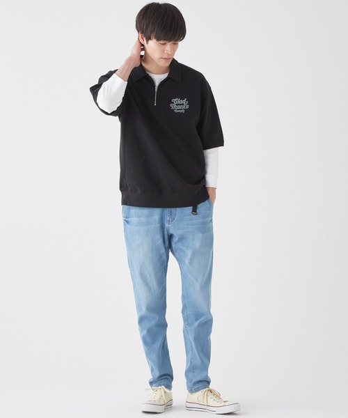 KRIFF MAYER(クリフメイヤー)の「ミニ裏毛五分袖ハーフZIP(Tシャツ/カットソー・メンズ・マスタード/チャコール/オフホワイト/ネイビー・X-LARGE/LARGE/MEDIUM)」の5枚目の写真
