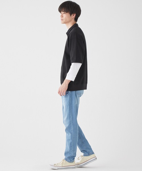 KRIFF MAYER(クリフメイヤー)の「ミニ裏毛五分袖ハーフZIP(Tシャツ/カットソー・メンズ・マスタード/チャコール/オフホワイト/ネイビー・X-LARGE/LARGE/MEDIUM)」の6枚目の写真