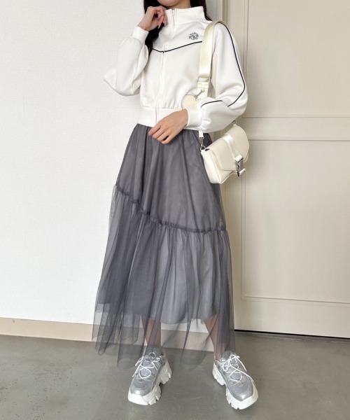 OLIVE des OLIVE(オリーブデオリーブ)の「【S・Mサイズ展開】ゆれかわチュールスカート 1041010040(スカート・レディース・アイボリー/チャコールグレー/ブラック・SMALL/MEDIUM)」の6枚目の写真