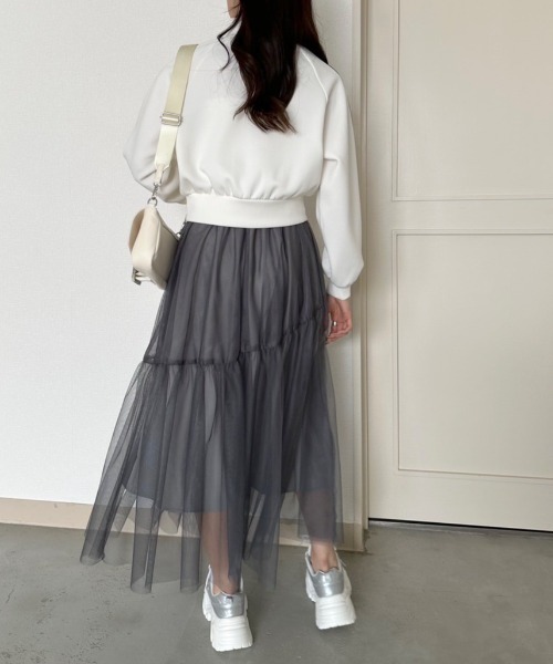 OLIVE des OLIVE(オリーブデオリーブ)の「【S・Mサイズ展開】ゆれかわチュールスカート 1041010040(スカート・レディース・アイボリー/チャコールグレー/ブラック・SMALL/MEDIUM)」の8枚目の写真