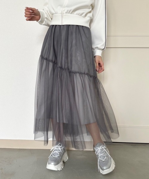 OLIVE des OLIVE(オリーブデオリーブ)の「【S・Mサイズ展開】ゆれかわチュールスカート 1041010040(スカート・レディース・アイボリー/チャコールグレー/ブラック・SMALL/MEDIUM)」の9枚目の写真