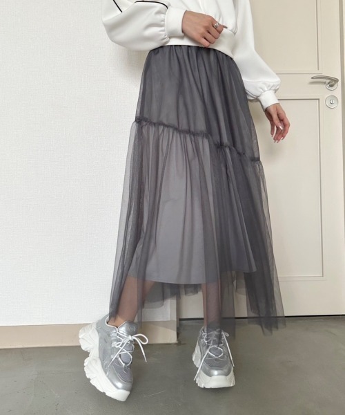 OLIVE des OLIVE(オリーブデオリーブ)の「【S・Mサイズ展開】ゆれかわチュールスカート 1041010040(スカート・レディース・アイボリー/チャコールグレー/ブラック・SMALL/MEDIUM)」の10枚目の写真