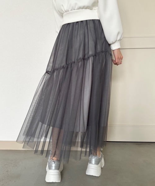 OLIVE des OLIVE(オリーブデオリーブ)の「【S・Mサイズ展開】ゆれかわチュールスカート 1041010040(スカート・レディース・アイボリー/チャコールグレー/ブラック・SMALL/MEDIUM)」の11枚目の写真