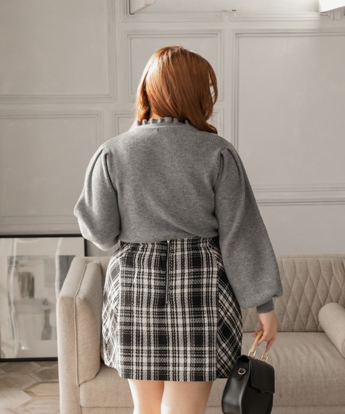 CLETTE(クレット)の「リボン付きフリルニット(ニット/セーター・レディース・ブラック/オフホワイト/グレー・LL/3L/4L)」の16枚目の写真