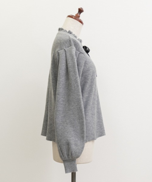 CLETTE(クレット)の「リボン付きフリルニット(ニット/セーター・レディース・ブラック/オフホワイト/グレー・LL/3L/4L)」の21枚目の写真