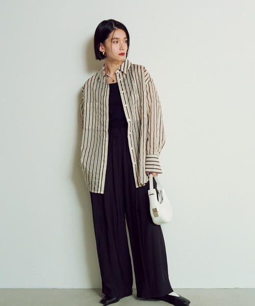 hunch（ハンチ）の「ドビーストライプ長袖シャツ（シャツ/ブラウス・レディース・ホワイト系その他/イエロー系その他・FREE）」の7枚目の写真