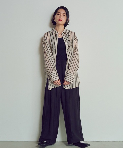 hunch（ハンチ）の「ドビーストライプ長袖シャツ（シャツ/ブラウス・レディース・ホワイト系その他/イエロー系その他・FREE）」の9枚目の写真