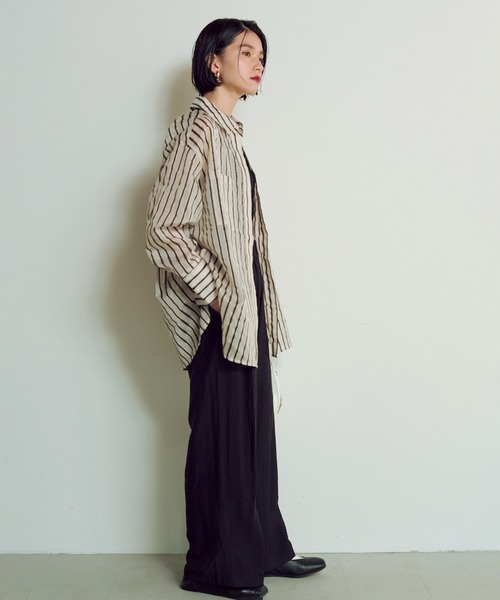 hunch（ハンチ）の「ドビーストライプ長袖シャツ（シャツ/ブラウス・レディース・ホワイト系その他/イエロー系その他・FREE）」の10枚目の写真