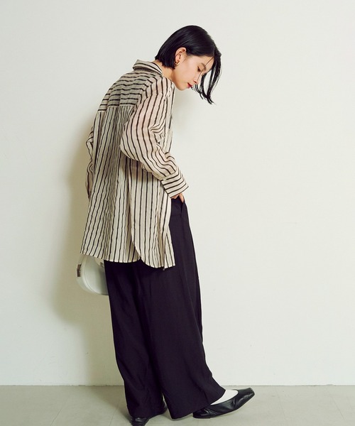 hunch（ハンチ）の「ドビーストライプ長袖シャツ（シャツ/ブラウス・レディース・ホワイト系その他/イエロー系その他・FREE）」の11枚目の写真