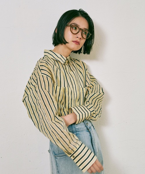 hunch（ハンチ）の「ドビーストライプ長袖シャツ（シャツ/ブラウス・レディース・ホワイト系その他/イエロー系その他・FREE）」の12枚目の写真