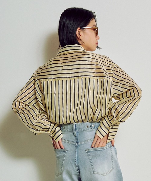 hunch（ハンチ）の「ドビーストライプ長袖シャツ（シャツ/ブラウス・レディース・ホワイト系その他/イエロー系その他・FREE）」の13枚目の写真