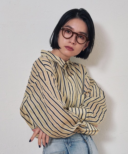 hunch（ハンチ）の「ドビーストライプ長袖シャツ（シャツ/ブラウス・レディース・ホワイト系その他/イエロー系その他・FREE）」の15枚目の写真