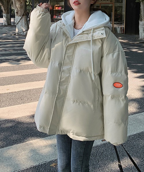 Miniministore(ミニミニストア)の「フーデッド エコダウンジャケット重ね着風(ダウンジャケット/コート・レディース・アイボリー/サーモンピンク/ブルーグレー/ブラック・XL)」の1枚目の写真