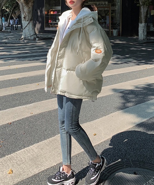 Miniministore(ミニミニストア)の「フーデッド エコダウンジャケット重ね着風(ダウンジャケット/コート・レディース・アイボリー/サーモンピンク/ブルーグレー/ブラック・XL)」の5枚目の写真