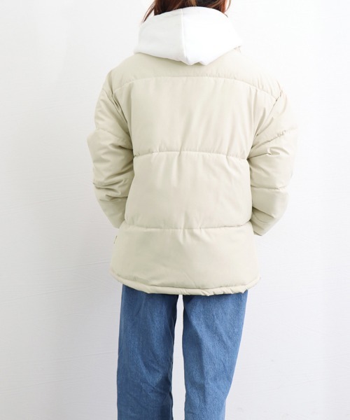 Miniministore(ミニミニストア)の「フーデッド エコダウンジャケット重ね着風(ダウンジャケット/コート・レディース・アイボリー/サーモンピンク/ブルーグレー/ブラック・XL)」の12枚目の写真